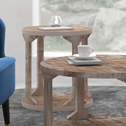 Avni Round Accent Table in Distressed Natural